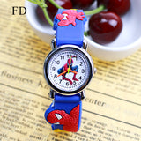 FD Spiderman Pattern 3D Rubber Strap Children Watch