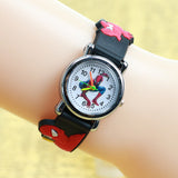 FD Spiderman Pattern 3D Rubber Strap Children Watch