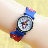 FD Spiderman Pattern 3D Rubber Strap Children Watch