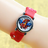 FD Spiderman Pattern 3D Rubber Strap Children Watch