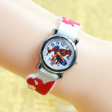 FD Spiderman Pattern 3D Rubber Strap Children Watch