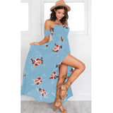 Women Off Shoulder Floral Print Boho Dress Fashion Beach Summer Dresses Ladies Strapless Long Maxi Dress