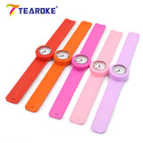 11 Colors Round Silicone Baby Slap Watch Children Quartz Clock Kids Toy Boys Girls Birthday Gift Wrist Adjustable Fitted