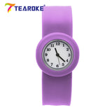 11 Colors Round Silicone Baby Slap Watch Children Quartz Clock Kids Toy Boys Girls Birthday Gift Wrist Adjustable Fitted